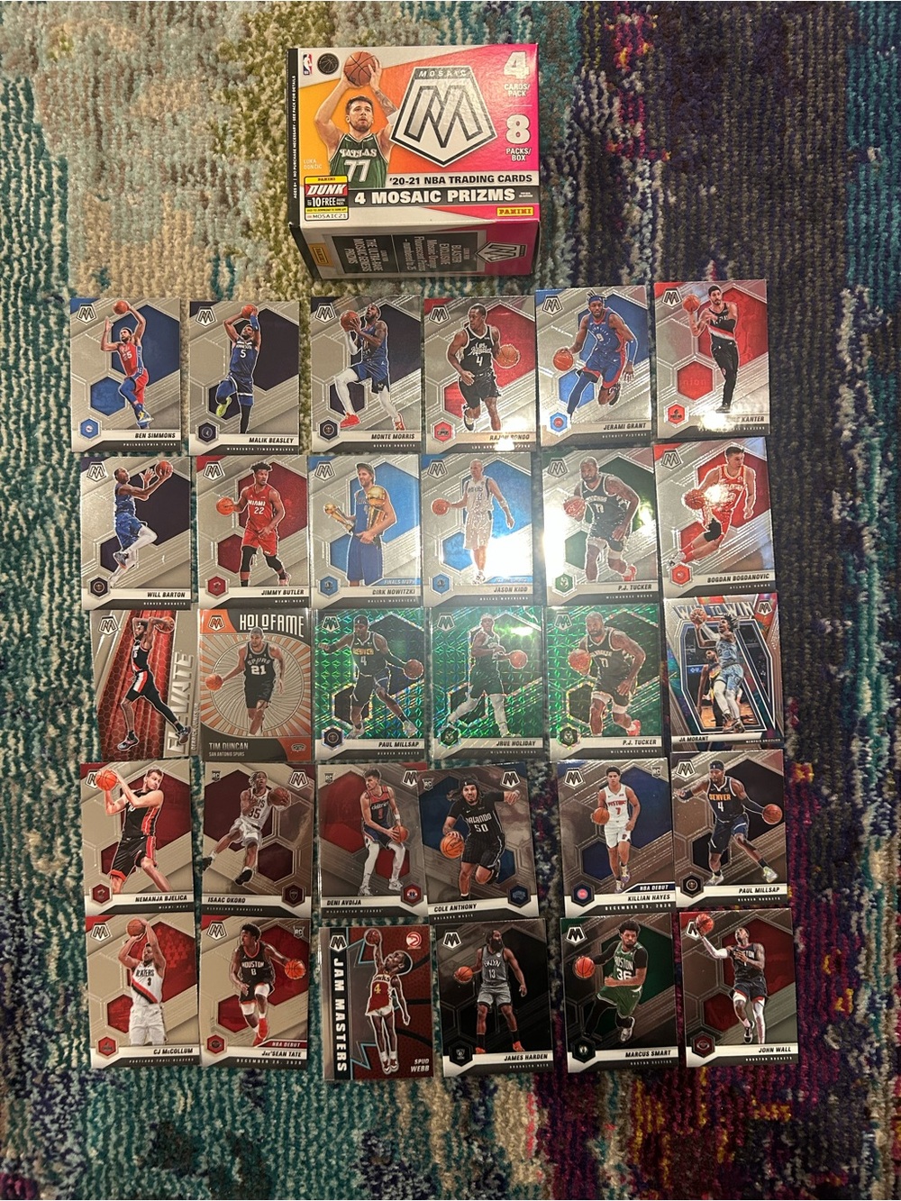 2020-21 Panini Mosaic NBA Lot (30 Cards) - RCs, Inserts, Green Prizms, Stars